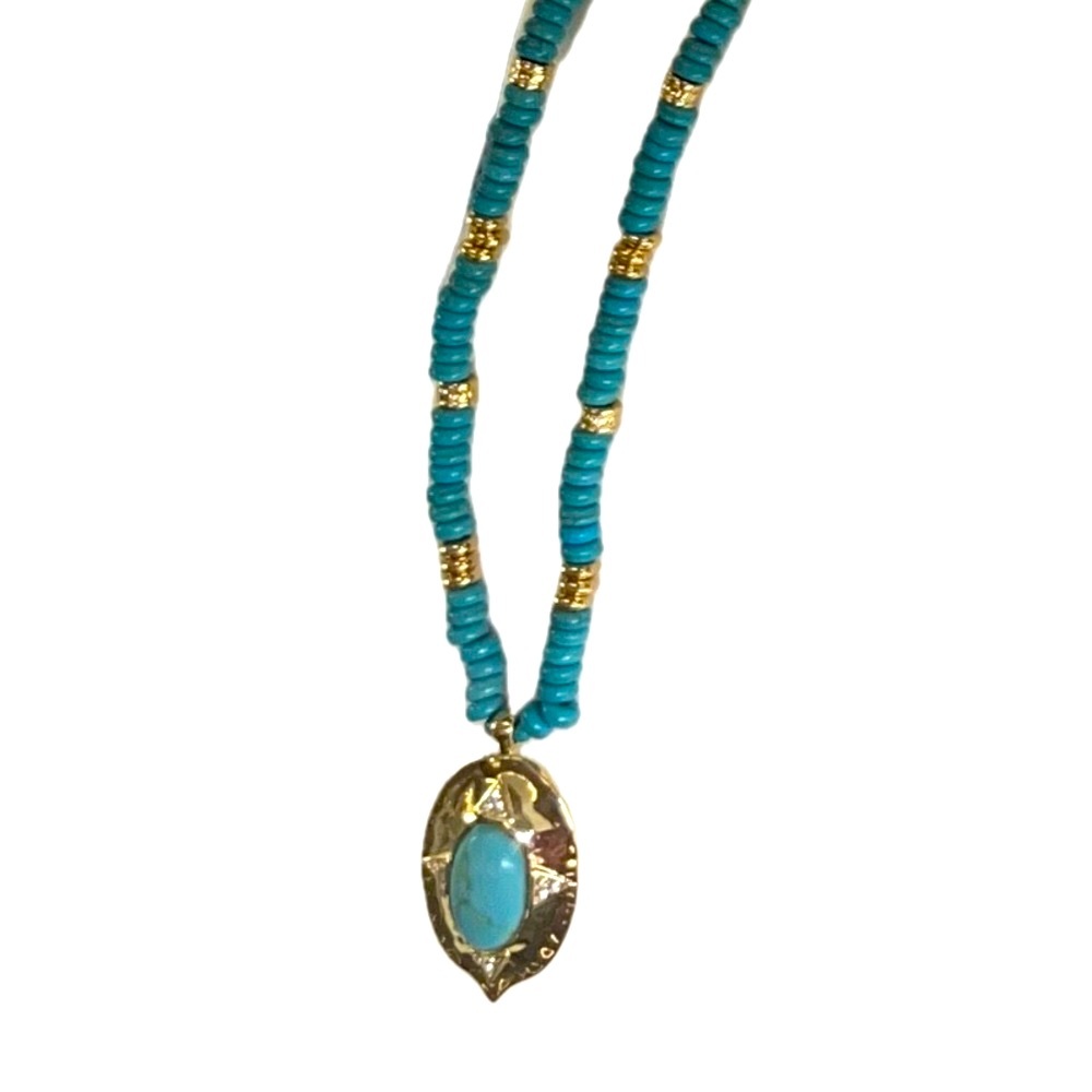 NWT ⚜️🩵⚜️ Camila Coelho Gorgeous Reconstituted Turquoise Necklace - Picture 2 of 6